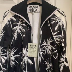 Pam & Gela Black & White Palm Tree Track Jacket (XS/P)
